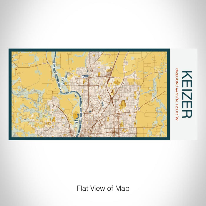 Rendered View of Keizer Oregon Map on 17oz Stainless Steel Insulated Bottle with printed woodblock style map
