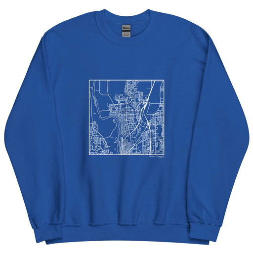 Keizer Oregon  Map Unisex Crewneck Sweater with City inscription in Royal Blue