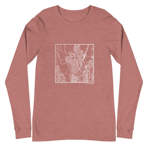 Keizer Oregon  Map Unisex Long-Sleeve T-shirt with City inscription in Heather Mauve