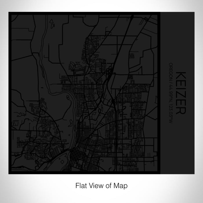 Rendered View of Keizer Oregon Map on 17oz Stainless Steel Insulated Tumbler in Matte Black with Tactile Lines