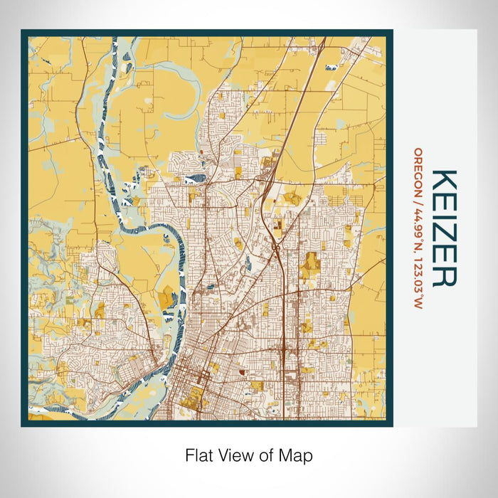 Rendered View of Keizer Oregon Map on 17oz Stainless Steel Insulated Tumbler in Woodblock Map Style