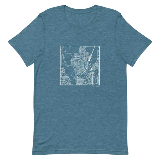 Keizer Oregon  Map Unisex T-Shirt with City inscription in Heather Teal