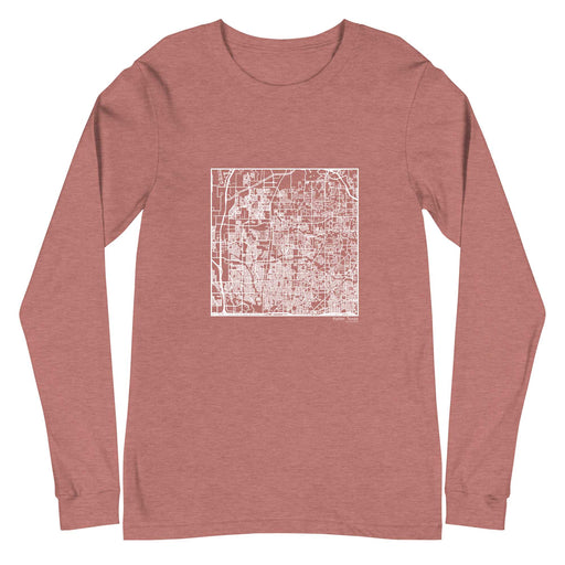Keller Texas  Map Unisex Long-Sleeve T-shirt with City inscription in Heather Mauve