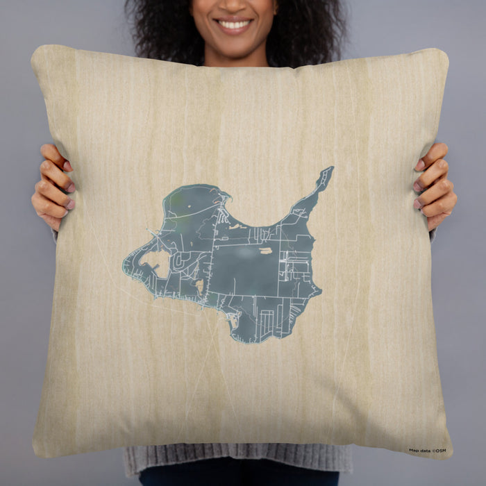 Person holding 22x22 Custom Kelleys Island Ohio Map Throw Pillow in Afternoon