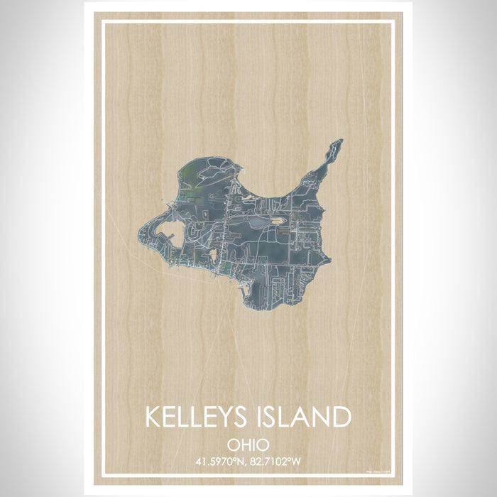 Kelleys Island Ohio Map Print Portrait Orientation in Afternoon Style With Shaded Background