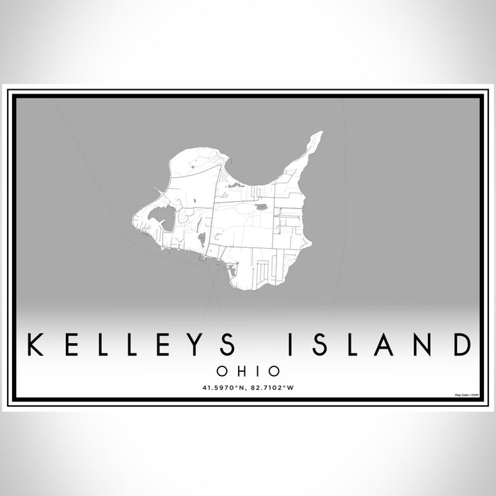 Kelleys Island Ohio Map Print Landscape Orientation in Classic Style With Shaded Background