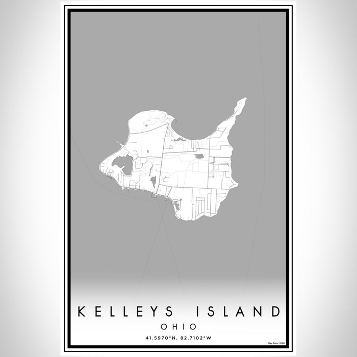Kelleys Island Ohio Map Print Portrait Orientation in Classic Style With Shaded Background