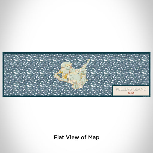 Flat View of Map Custom Kelleys Island Ohio Map Enamel Mug in Woodblock