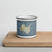 Front View Custom Kelleys Island Ohio Map Enamel Mug in Woodblock on Cutting Board