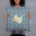 Person holding 18x18 Custom Kelleys Island Ohio Map Throw Pillow in Woodblock