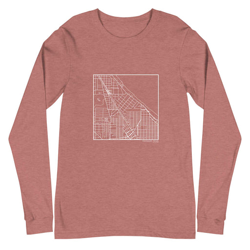 Kenilworth Illinois  Map Unisex Long-Sleeve T-shirt with City inscription in Heather Mauve