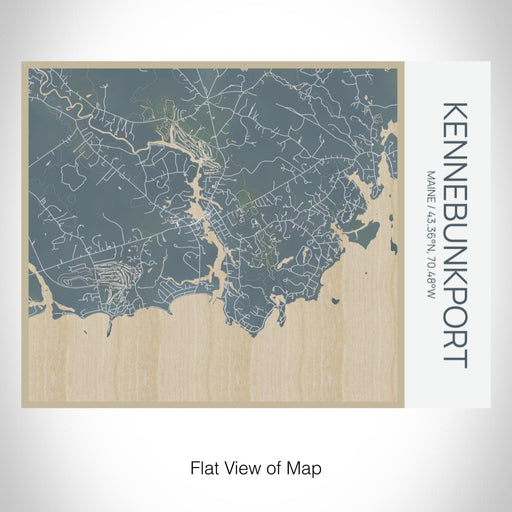 Rendered View of Kennebunkport Maine Map on 20oz Stainless Steel Insulated Bottle with Bamboo Top with printed afternoon style map
