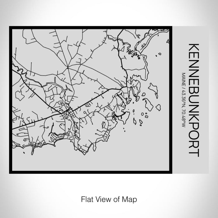 Rendered View of Kennebunkport Maine Map on 20oz Stainless Steel Insulated Bottle with Bamboo Top with printed Tactile Lines Map in Black