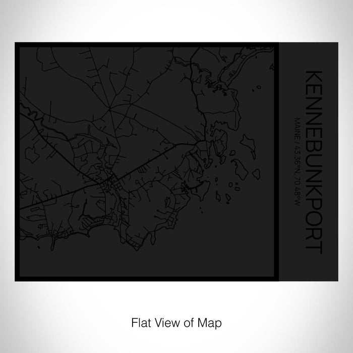 Rendered View of Kennebunkport Maine Map on 20oz Stainless Steel Insulated Bottle with Bamboo Top in Matte Black with printed Tactile Lines Map in Black