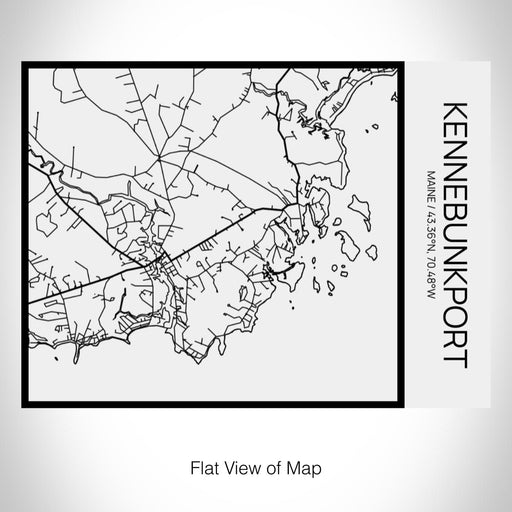Rendered View of Kennebunkport Maine Map on 20oz Stainless Steel Insulated Bottle with Bamboo Top in Matte White with printed Tactile Lines Map in Black