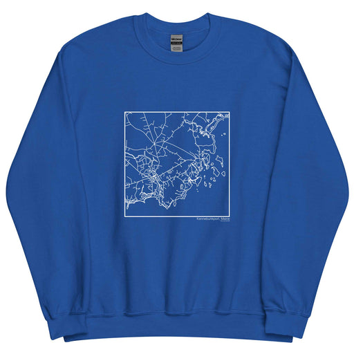 Kennebunkport Maine  Map Unisex Crewneck Sweater with City inscription in Royal Blue