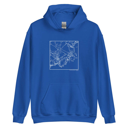 Kennebunkport Maine  Map Unisex Hoodie Sweater with City inscription in Royal Blue