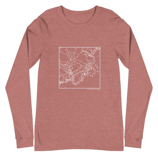 Kennebunkport Maine  Map Unisex Long-Sleeve T-shirt with City inscription in Heather Mauve