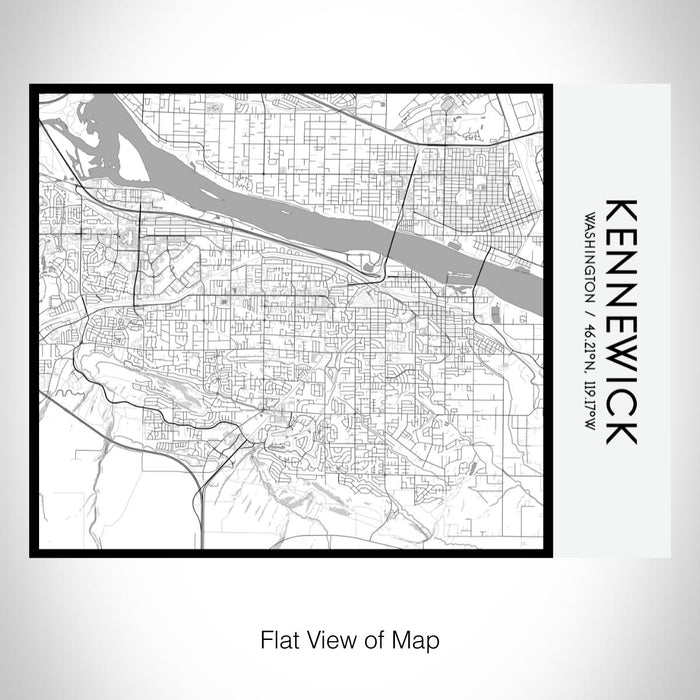 Rendered View of Kennewick Washington Map on 20oz Stainless Steel Insulated Bottle with Bamboo Top with printed classic style map