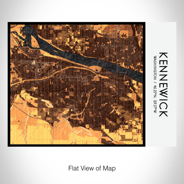 Rendered View of Kennewick Washington Map on 20oz Stainless Steel Insulated Bottle with Bamboo Top with printed ember style map