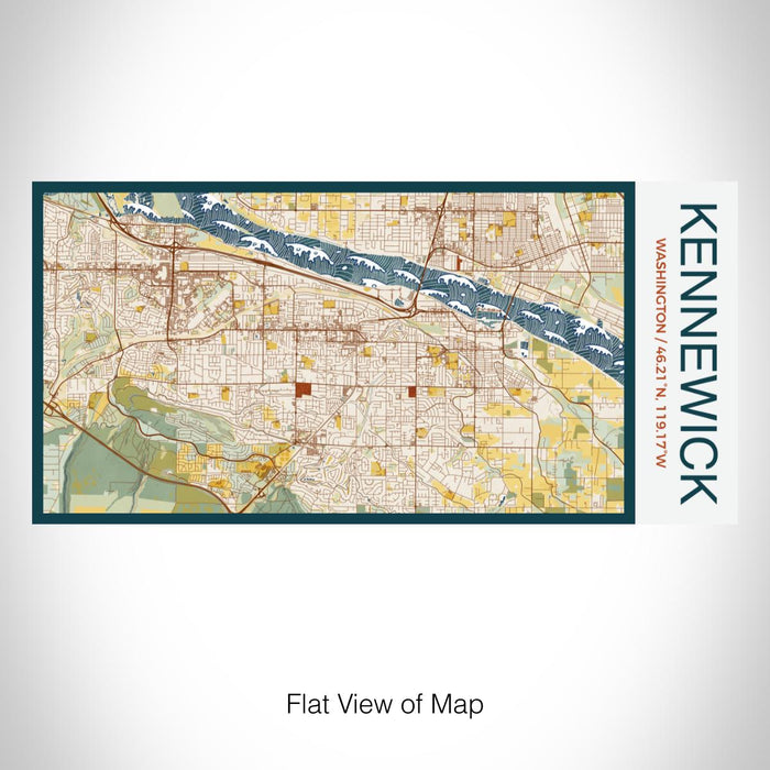 Rendered View of Kennewick Washington Map on 17oz Stainless Steel Insulated Bottle with printed woodblock style map