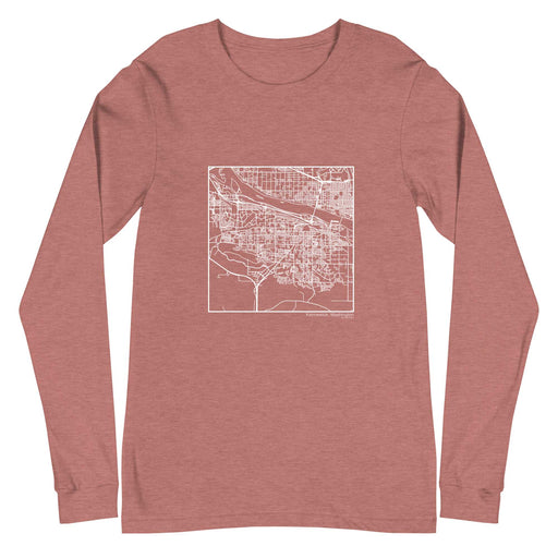 Kennewick Washington  Map Unisex Long-Sleeve T-shirt with City inscription in Heather Mauve