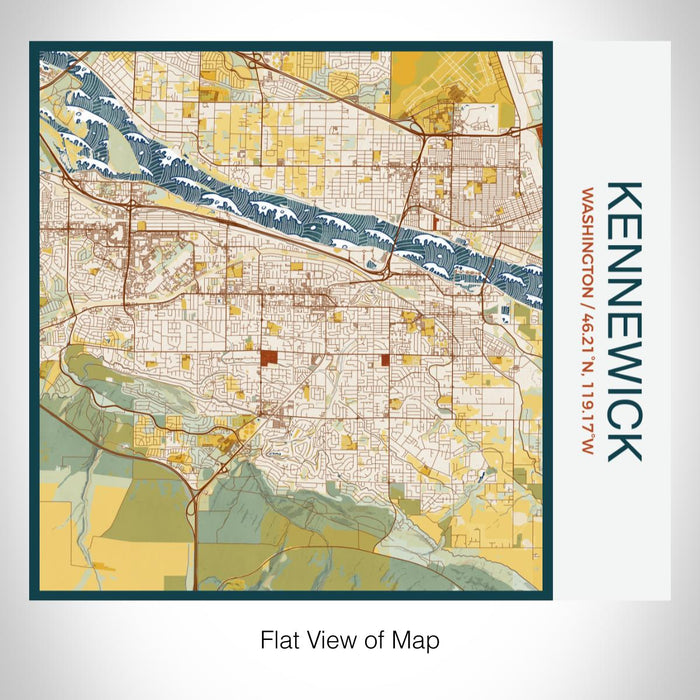 Rendered View of Kennewick Washington Map on 17oz Stainless Steel Insulated Tumbler in Woodblock Map Style