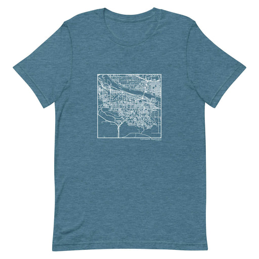 Kennewick Washington  Map Unisex T-Shirt with City inscription in Heather Teal