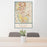24x36 Kent Washington Map Print Portrait Orientation in Woodblock Style Behind 2 Chairs Table and Potted Plant