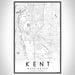 Kent Washington Map Print Portrait Orientation in Classic Style With Shaded Background