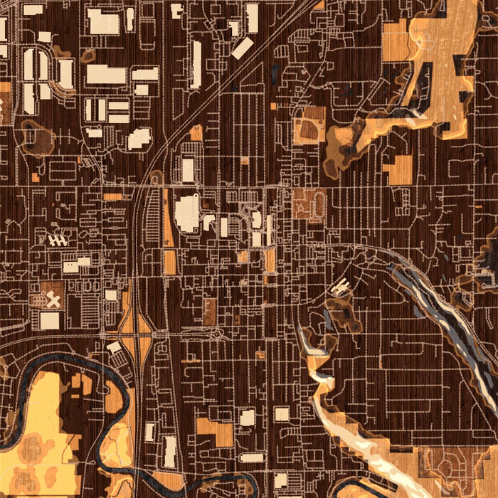 Kent Washington Map Print in Ember Style Zoomed In Close Up Showing Details