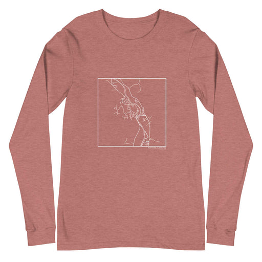Kernville California  Map Unisex Long-Sleeve T-shirt with City inscription in Heather Mauve