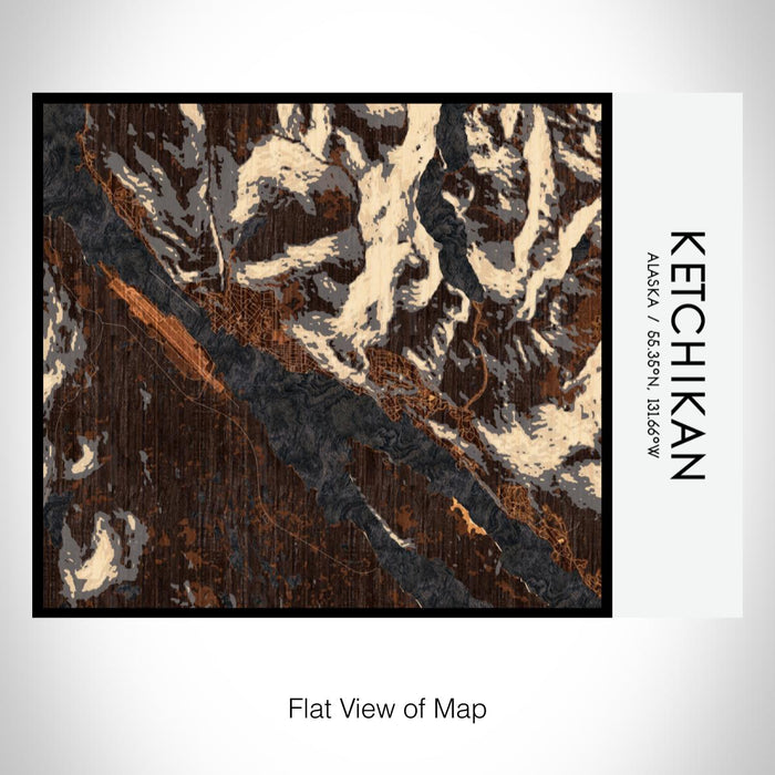 Rendered View of Ketchikan Alaska Map on 20oz Stainless Steel Insulated Bottle with Bamboo Top with printed ember style map