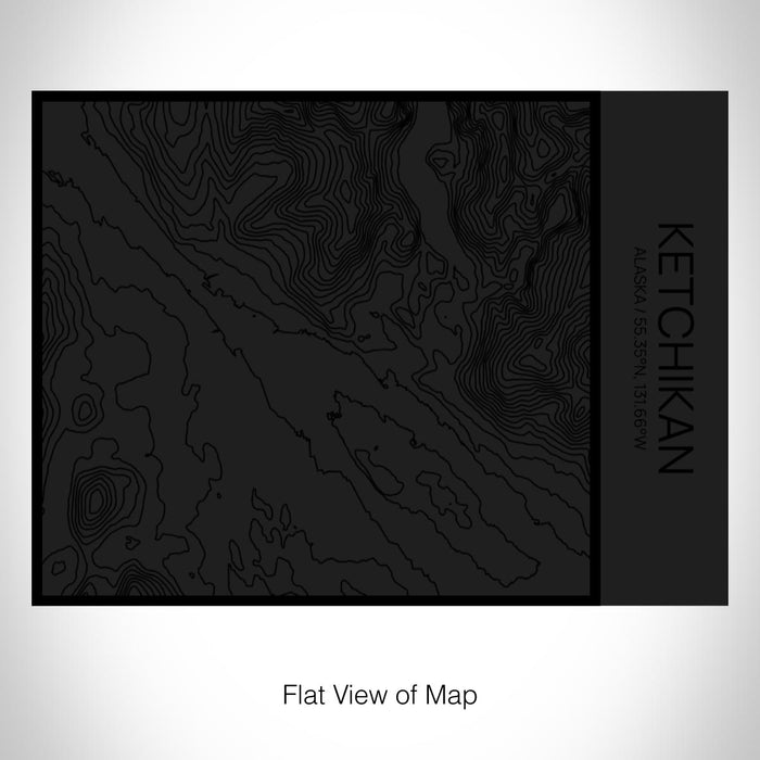 Rendered View of Ketchikan Alaska Map on 20oz Stainless Steel Insulated Bottle with Bamboo Top in Matte Black with printed Tactile Lines Map in Black