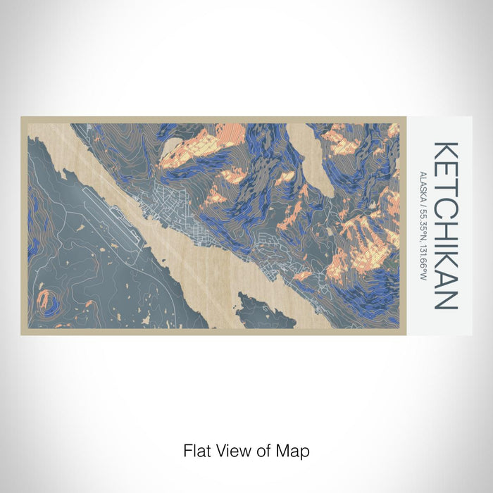 Rendered View of Ketchikan Alaska Map on 17oz Stainless Steel Insulated Bottle with printed afternoon style map
