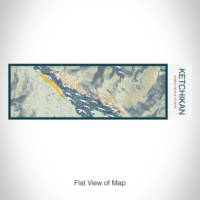 Rendered View of Ketchikan Alaska Map on 10oz Stainless Steel Insulated Cup in Woodblock with Sliding Lid