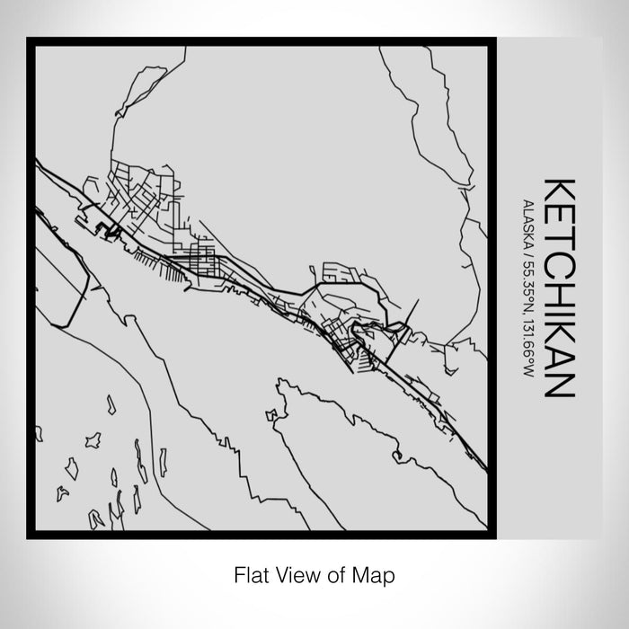 Rendered View of Ketchikan Alaska Map on 17oz Stainless Steel Insulated Tumbler in Tactile Lines with Succulent in Background