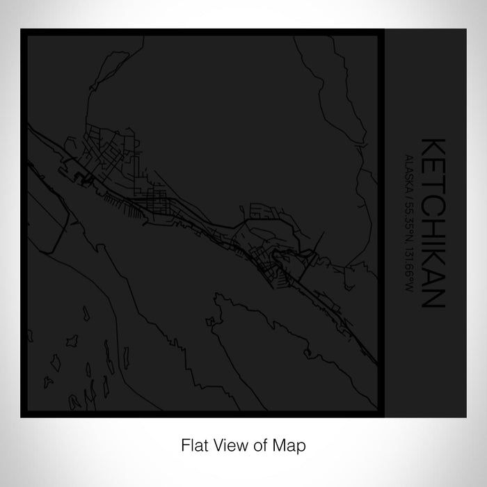 Rendered View of Ketchikan Alaska Map on 17oz Stainless Steel Insulated Tumbler in Matte Black with Tactile Lines