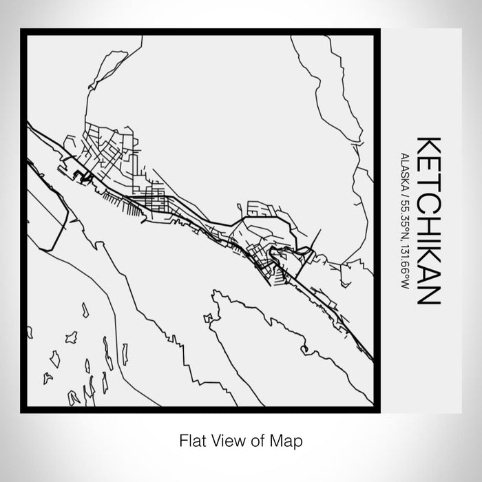 Rendered View of Ketchikan Alaska Map on 17oz Stainless Steel Insulated Tumbler in Matte White with Tactile Lines
