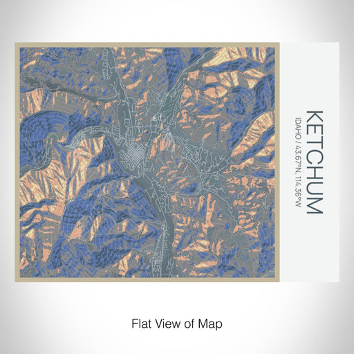 Rendered View of Ketchum Idaho Map on 20oz Stainless Steel Insulated Bottle with Bamboo Top with printed afternoon style map