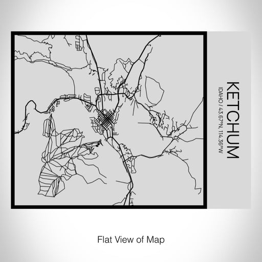 Rendered View of Ketchum Idaho Map on 20oz Stainless Steel Insulated Bottle with Bamboo Top with printed Tactile Lines Map in Black