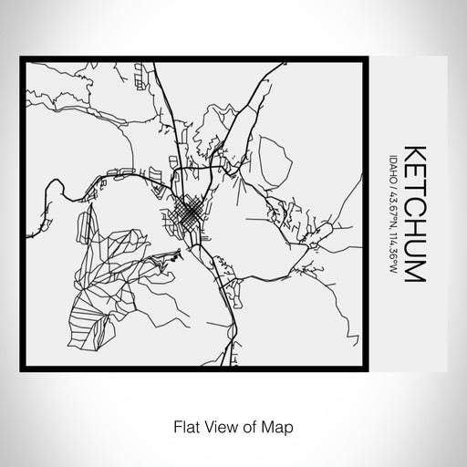 Rendered View of Ketchum Idaho Map on 20oz Stainless Steel Insulated Bottle with Bamboo Top in Matte White with printed Tactile Lines Map in Black