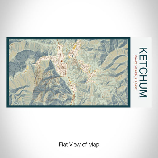 Rendered View of Ketchum Idaho Map on 17oz Stainless Steel Insulated Bottle with printed woodblock style map