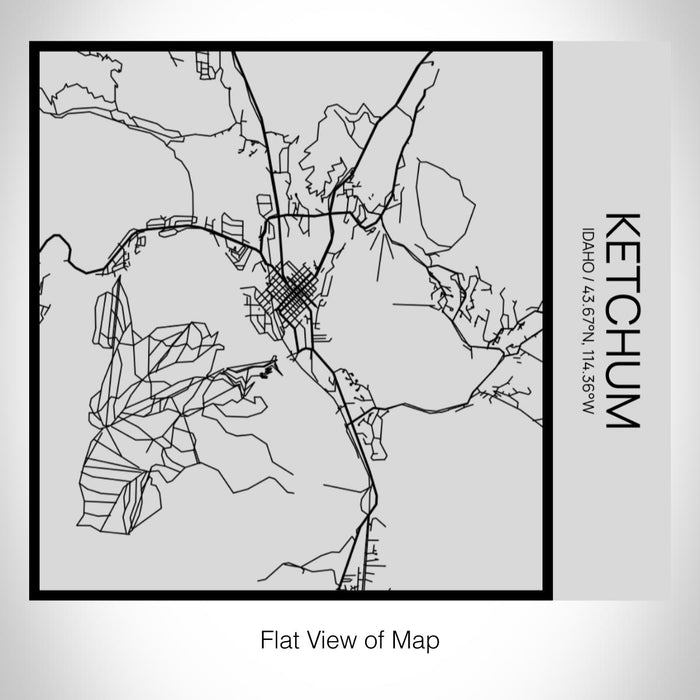 Rendered View of Ketchum Idaho Map on 17oz Stainless Steel Insulated Tumbler in Tactile Lines with Succulent in Background