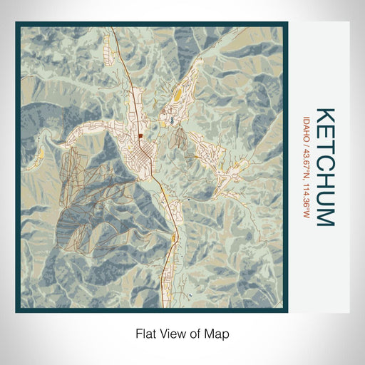 Rendered View of Ketchum Idaho Map on 17oz Stainless Steel Insulated Tumbler in Woodblock Map Style