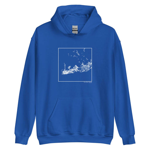 Key West Florida  Map Unisex Hoodie Sweater with City inscription in Royal Blue
