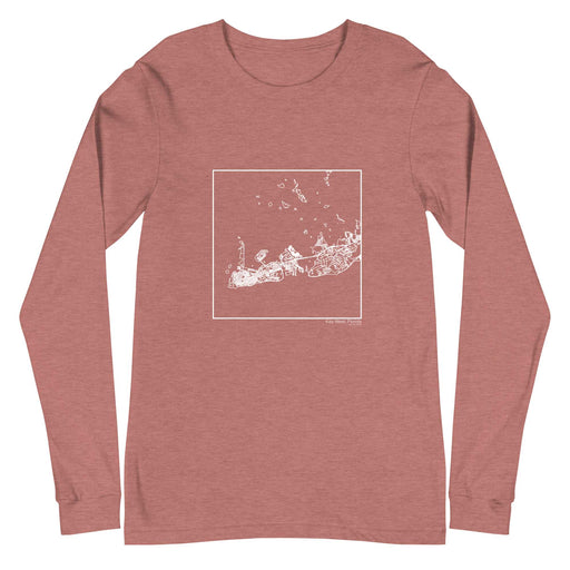 Key West Florida  Map Unisex Long-Sleeve T-shirt with City inscription in Heather Mauve