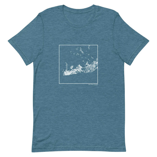 Key West Florida  Map Unisex T-Shirt with City inscription in Heather Teal