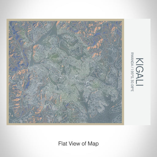 Rendered View of Kigali Rwanda Map on 20oz Stainless Steel Insulated Bottle with Bamboo Top with printed afternoon style map