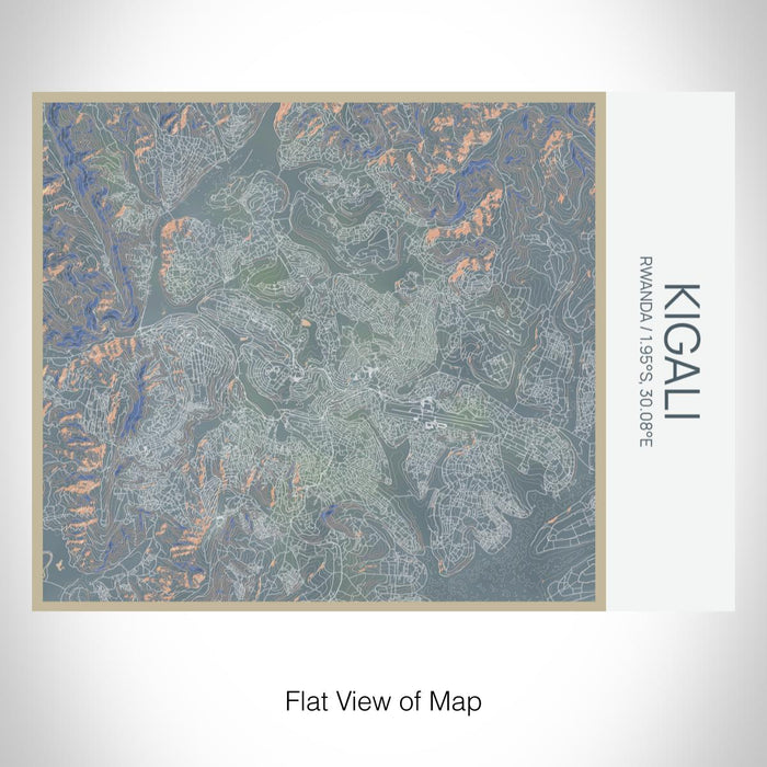 Rendered View of Kigali Rwanda Map on 20oz Stainless Steel Insulated Bottle with Bamboo Top with printed afternoon style map